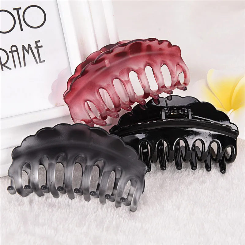 Women Hair Clip Large Size Acrylic Hairpins Solid Color Women Hair Crab Hair Claws Women Make UP Washing Tool Hair Accessories