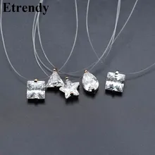 Невидимое прозрачное ожерелье из циркона ожерелье женское модное ювелирное изделие милый подарок Звезда Треугольник капли воды дизайн летний праздник