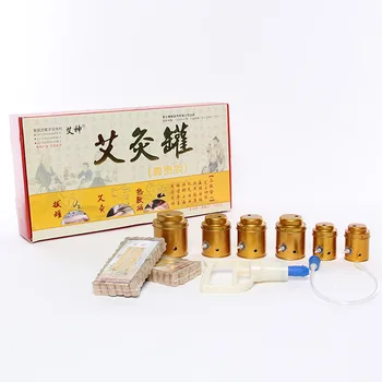 

6pcs Pure Copper Big Size vacuum Cupping Body Moxibustion Magnetotherapy Traditional moxibustion health care+100pcs Moxa sticks