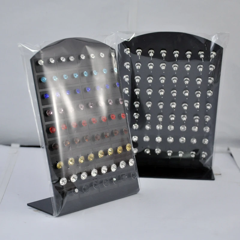 One Card 36Pairs Fashion Stainless Steel Multicolor Rhinestone Stud Earrings Wholesale Women Jewelry Lots LB286 3