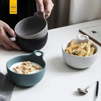 

RUX WORKSHOP Nordic modern breakfast dessert ceramic bowl western restaurant solid color ceramic tableware Dinner soup bowl