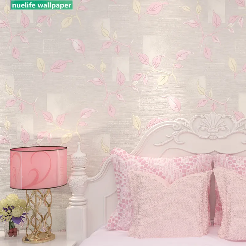 

Pastoral 3D leaf pattern non-woven wallpaper bedroom shop wedding room dining room living room TV background wall paper