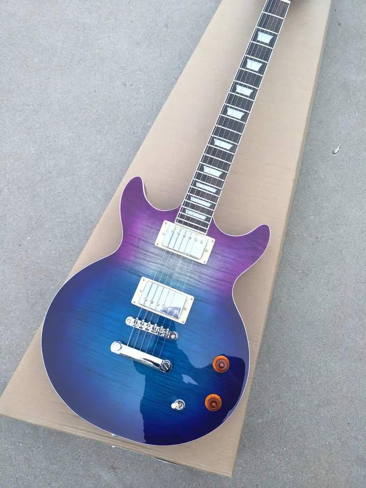 

2018 New guitar factory Chibson LP custom electric guitar blue flame maple top LP custom 1959 guitar Free Shipping LP guitar