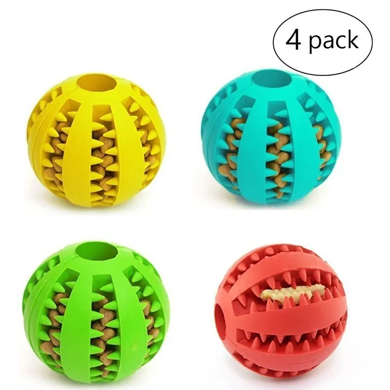 4 PACK Pet Dog игрушечная зубная щетка Забавный интерактивный эластичный шарик собака жевательная игрушка для собак зубы чистый шар еды Экстра-жесткий резиновый мяч - Цвет: 4 PACK