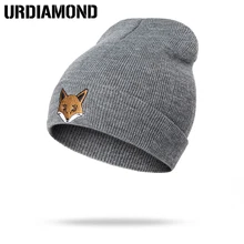 URDIAMOND новая зимняя шапка Skullies Beanies вязаная женская зимняя шапка s для девочек с рисунком лисы Женская модная шапка s Дамская вязаная шапка