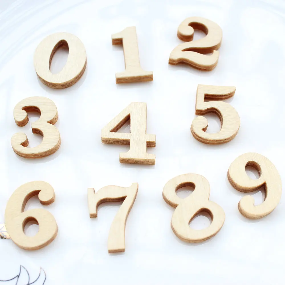 300pcs Lots of natural wooden destash pieces numbers (0 9) wooden