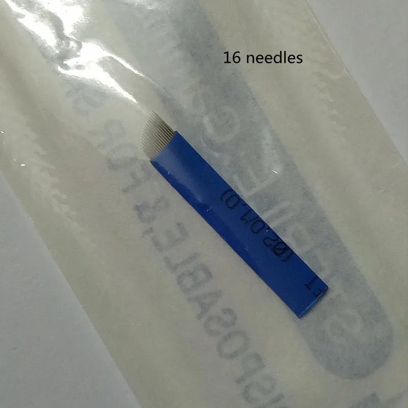 

50PCS Permanent Makeup Eyebrow Needle Blade Curved 16-Pin Needle For Handmade 3D Manual Embroidery Pen