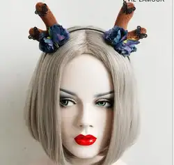 Новое поступление женские рога с цвет ленты для волос с цветами Вечерние Девушки Прекрасный модная головная повязка прекрасные аксессуары