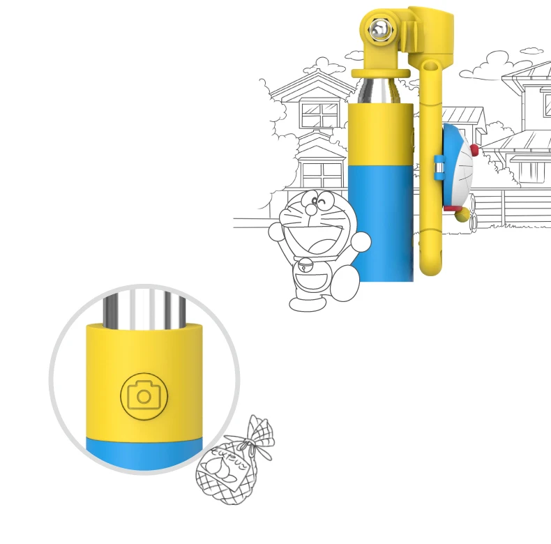 Монопод селфи палка селфи пало Выдвижная селфи 3,5 мм мини проводной Doraemon синий кате для samsung Iphone 6 Plus 6 6 S 5s huawei