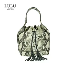 Lulu milano натуральная кожа с принтом змеиной кожи сумка Сделано в Италии P105-s