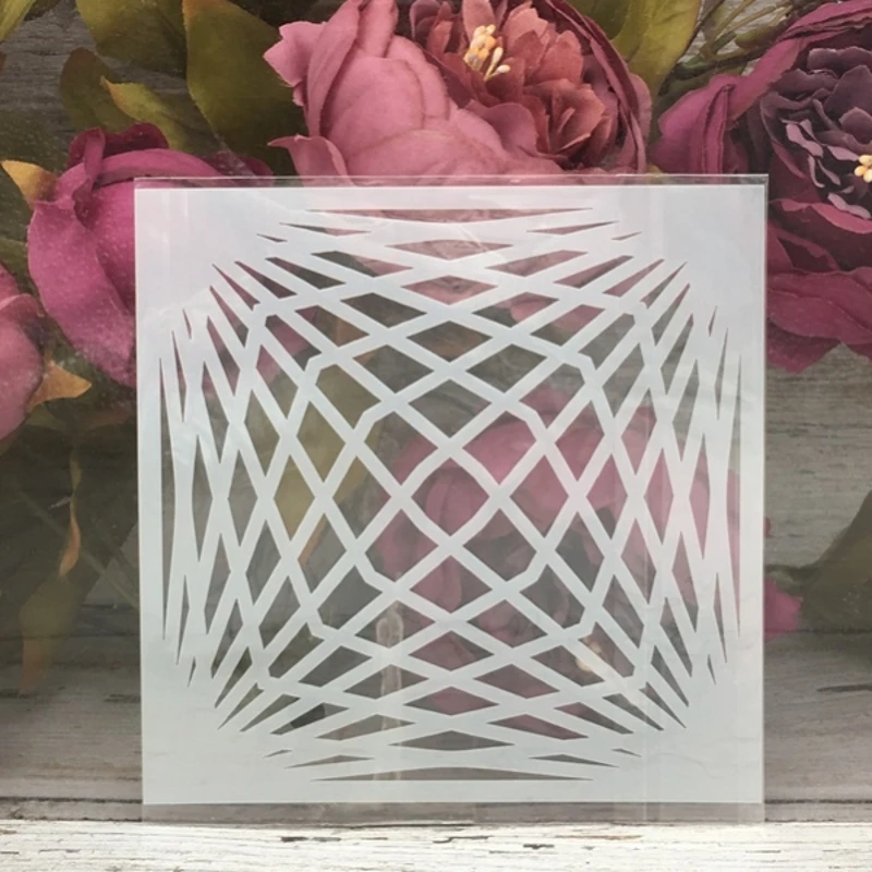 

1Pcs 5*5" 3D Line Square Cross DIY Layering Stencils Painting Scrapbook Coloring Embossing Album Decorative Paper Card Template