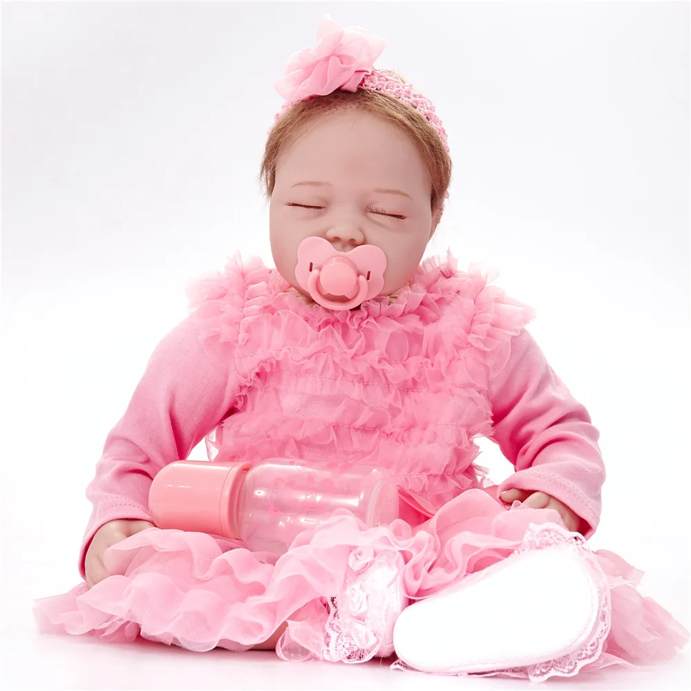 

55CM Soft Cloth Body Girl Reborn Babies Doll Toy Lifelike Sound Sleeping Newborn Princess Baby Doll Bonecas Bebe