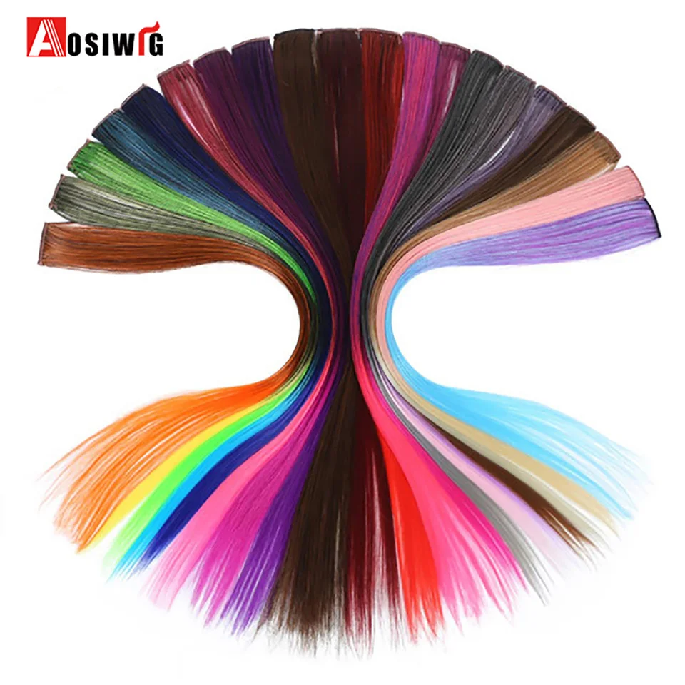 Aosiwig Long Straight Clip On Hair Pieces Women Girls 1 Piece 1
