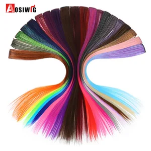 AOSIWIG, длинные прямые накладные волосы на заколках, для женщин и девочек, 1 шт., 1 шт., синтетические накладные волосы на заколках, Омбре, 19 цветов, 50 см - изображение