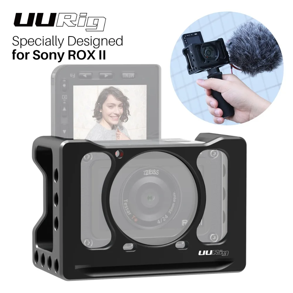 

Presale UURig For Sony RX0 II Mini Special Camera Cage, VLOG Selfie Hand Grip with Cold Shoe for Microphone Fill Light
