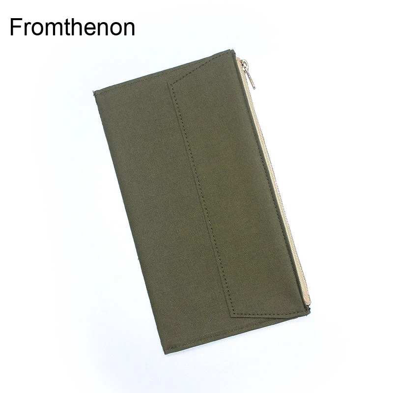Fromthenon Traveler Notebook Journal Storage Bag Vintage Olive Green Canvas Stationery Card Holder For Midori Travelers Notebook 1