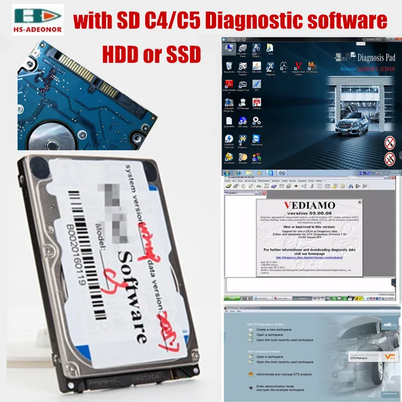 

In stock,The SSD/HDD with 2019 09 the latest version software(DAS, WIS DTS/Vediamo) for Benz car diagnostic tool MB star C4/5