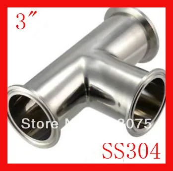 

New arrival 3" SS304 stainless steel Clamp 3 Way Tee Sanitary Ferrule Pipe Fitting