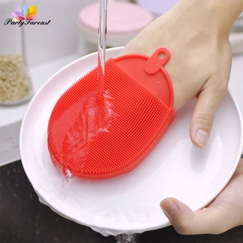 

PF Random Color Cleaning Brush for Dishes Bowls Silica Gel Kitchen Tools Repeatedly Used Limpeza Casa Household Cleaning Brushes