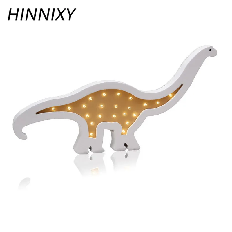 Hinnixy динозавров детский ночник деревянный 3D светодиодный настольная лампа прекрасный Спальня декоративные светильники Дети Детские