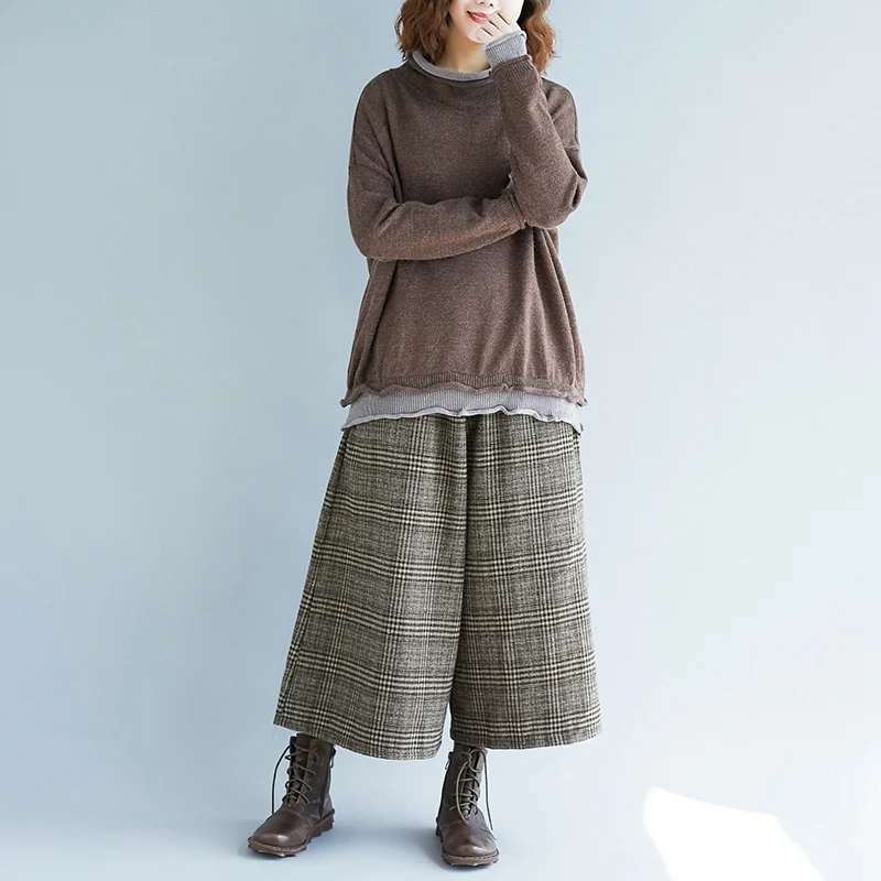 Autumn Casual Turtleneck Sweater Long Sleeve Women Plus Size Loose One Piece Knitted Sweater MMHH733