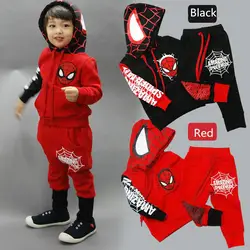 Новый весенне-осенний спортивный костюм «Человек-паук» для маленьких мальчиков, комплект из 2 предметов, спортивные костюмы, комплекты