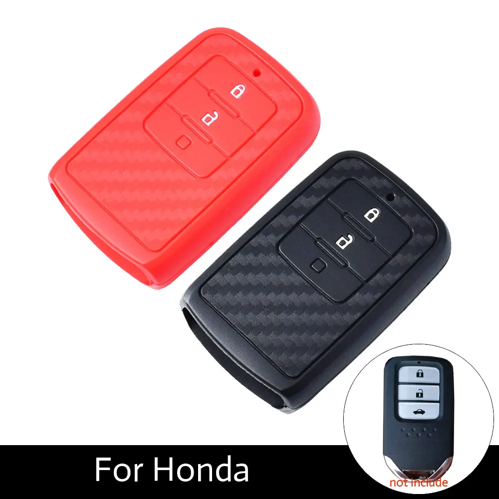 

ATOBABI Silicone Carbonb Fiber Pattern Car Key Cover Case For Honda Crider Vezel Jade CRV Fit XRV SPIRIOR 9 Accord Smart Keys