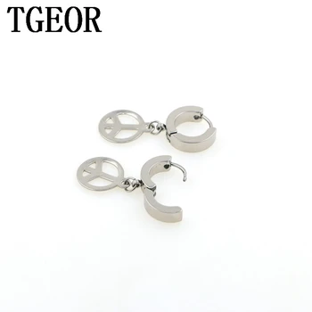 

Hot wholesale charms 20pcs surgical stainless steel Small hoop dangle peace Backing Earring Free shipping