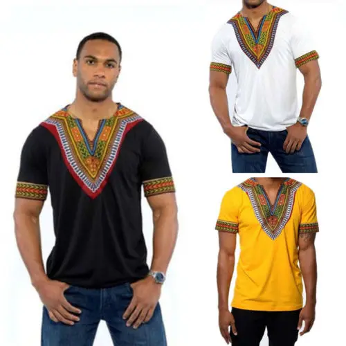 Men shirt African tribal dashiki print succinct hippie top blouse casual shirts