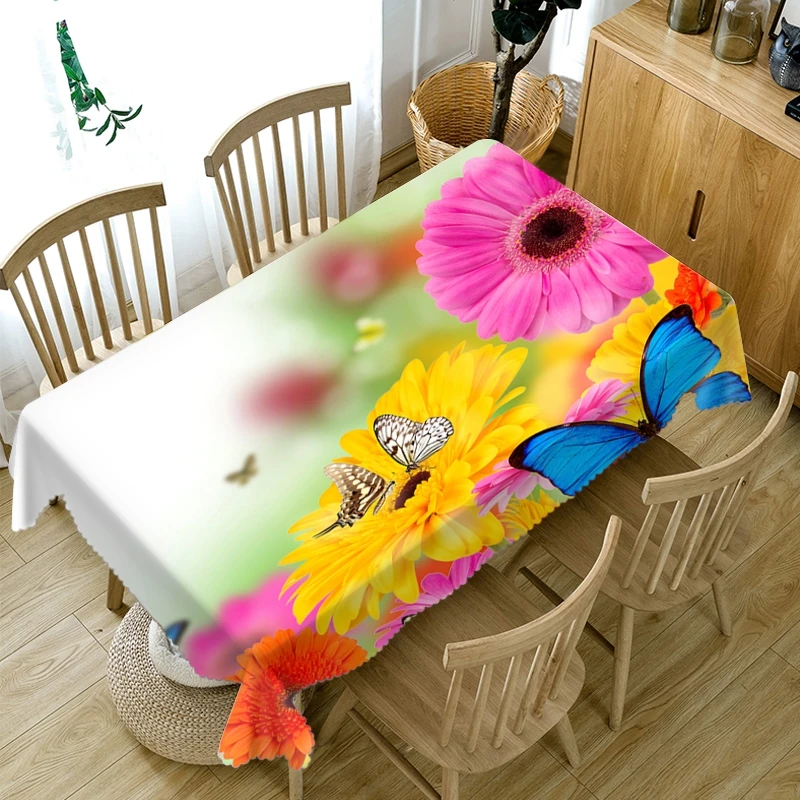 

Butterfly and blooming chrysanthemum painting tablecloth multi-function digital printing 3D tapestry cloth