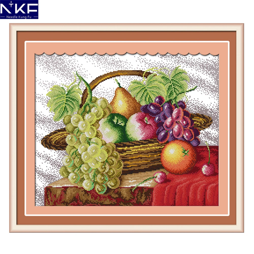 NKF Fruit Basket Counted Cross Stitch Printed Cross Stitch DIY Cross