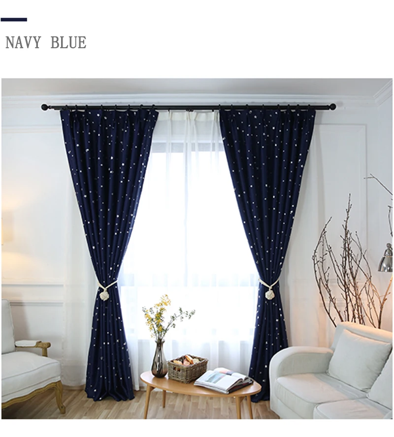 Спальни звезды занавески детская занавеска синяя занавеска гостиная полиэстер занавески готовые оконные обработки дверные жалюзи