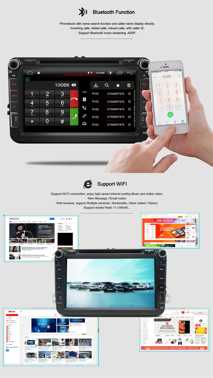 Excellent Android 9.1 Octa Core Car DVD Player for VW Golf Passat Polo Jetta Tiguan 8