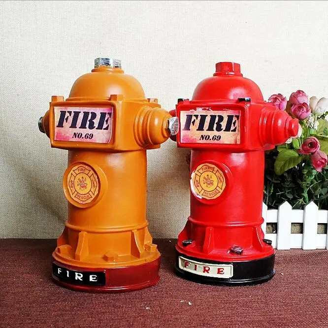 American retro fire hydrant piggy bank creative save money cans cafe