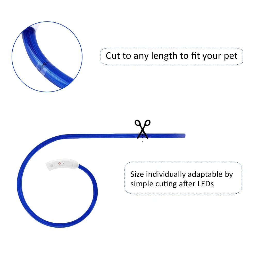 Светодиодный светящийся ошейник для собак воротник 35/50/70 см можно резать собачьих ошейников зарядка через usb оптический Стиль собачьих ошейников флеш безопасности оборудования