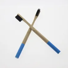 2 шт. синий круглый ручка черная щетина для взрослых Натуральный Бамбуковый экологичный зубная щетка для путешествий зубная щетка для чискти, зубная гигиена инструмент