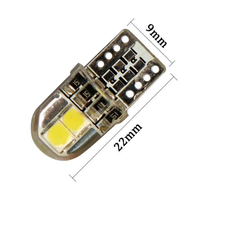 100pcs AC/DC 12V T10 Silicone 4 smd 3030 Led Non polar 168 194 car interior instrument lights Door Reading License Plate Lamp