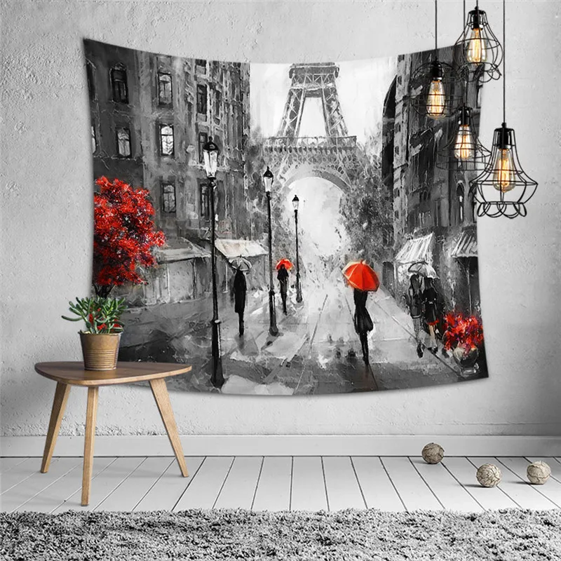 Гобелен в виде мандалы, настенный ковер для спальни, гостиной, украшения для дома, настенный ковер из полиэстера, коврики для йоги, старинная улица Парижа