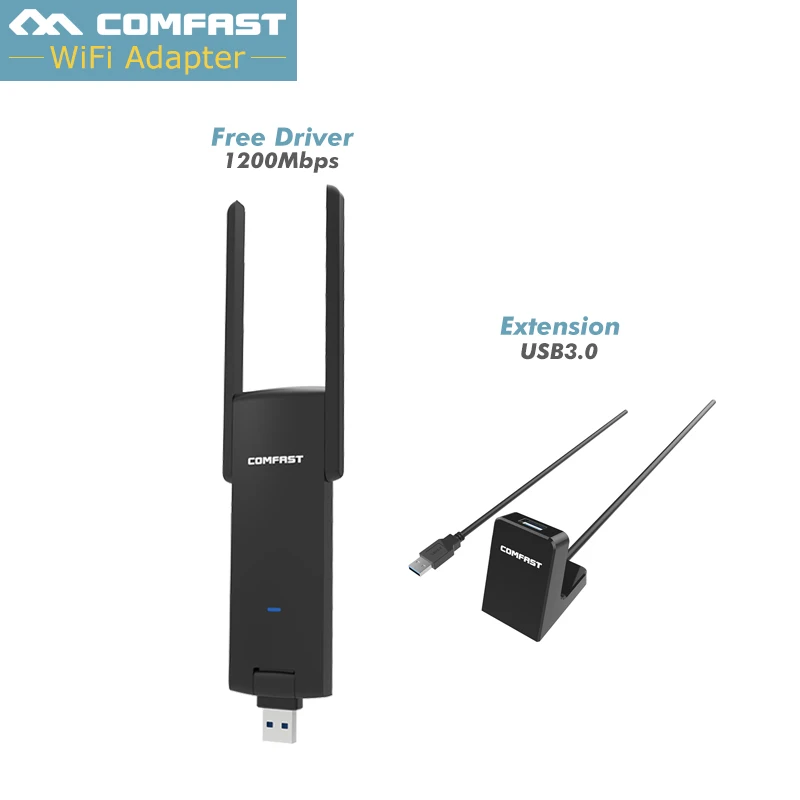 Двухдиапазонный usb wifi адаптер 1200 Мбит/с драйвер Wi Fi Comfast 2 4G + 5 ГГц dongle PC сетевая