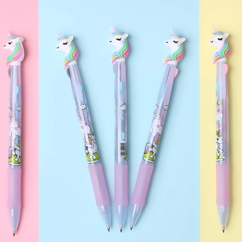 

1PC kawaii Cartoon Unicorn Chunky Ballpoint Pen 0.5mm 3 Colors Ink School Office Supply Gift Stationery papelaria caneta