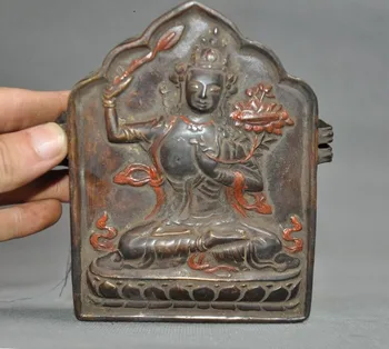 

Christmas Antique rare Old Tibet Buddhism temple Wood Bronze Buddha statue Printing Plate Halloween