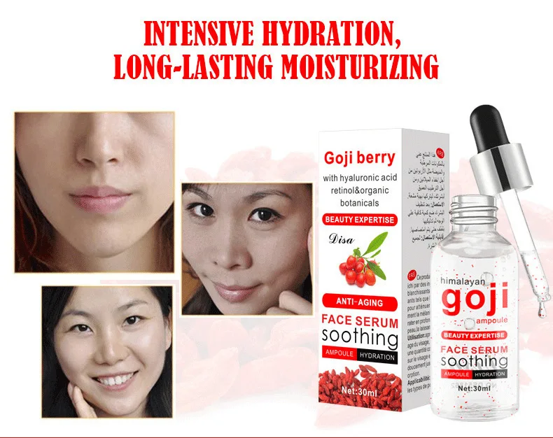 30ML Goji Serum Anti-Wrinkle Face Serum with Hyaluronic Acid and Vitamin E- Organic Anti-Aging Serum for Face Eye Treatment