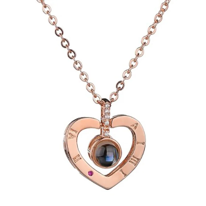 necklace 6 Unfade цветок Роза шкатулка с сюрпризом 100 языков я люблю тебя ожерелье необычный подарок для матери подруги - Цвет: necklace 6