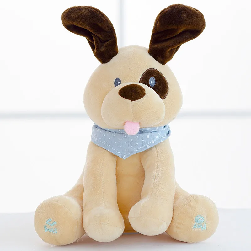 

Peek A Boo dog Stuffed Animals & Plush Doll Music dog Educational Anti-stress Electric Toy For Baby