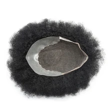 Eversilky Q6 Base Afro Men’s Toupee Hairpiece Indian Natural Remy Human Hair Afro Curl Men Wig Hairpiece 8×10 inch for Black Men