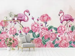3d обои фото обои пользовательский размер росписи гостиная розы Фламинго 3D Роспись диван ТВ фоне обоев наклейка