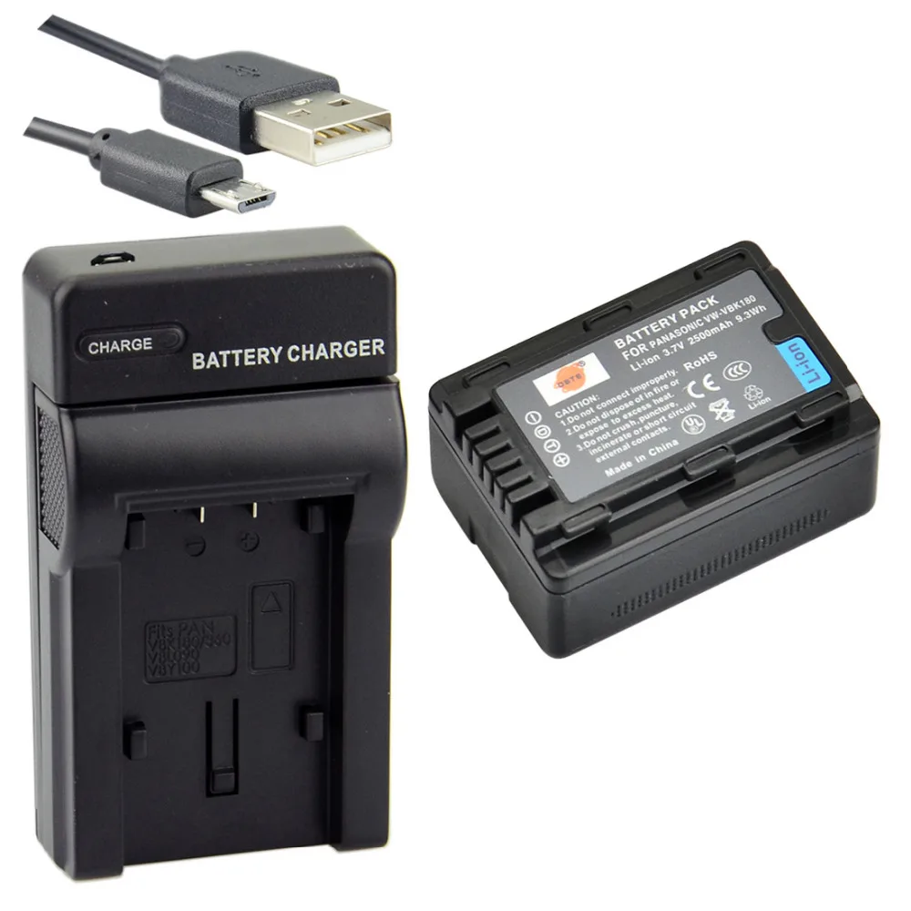 

DSTE VW-VBK180 Li-ion Battery + UDC106 USB Port Charger for Panasonic HDC-SD40GK HDC-SD60GK DR-SX1GK SDR-H85G HC-V700GK Camera