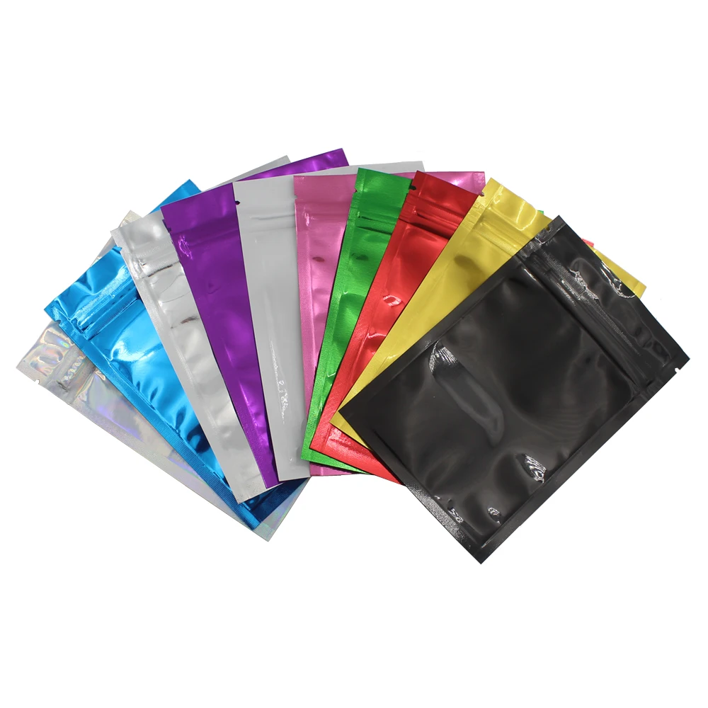 

100pcs Many Colors Heat SealableAluminum Foil Mylar Zip Lock Plastic Packaging Bags Ziplock Plastic Bag for Food Herb Powder