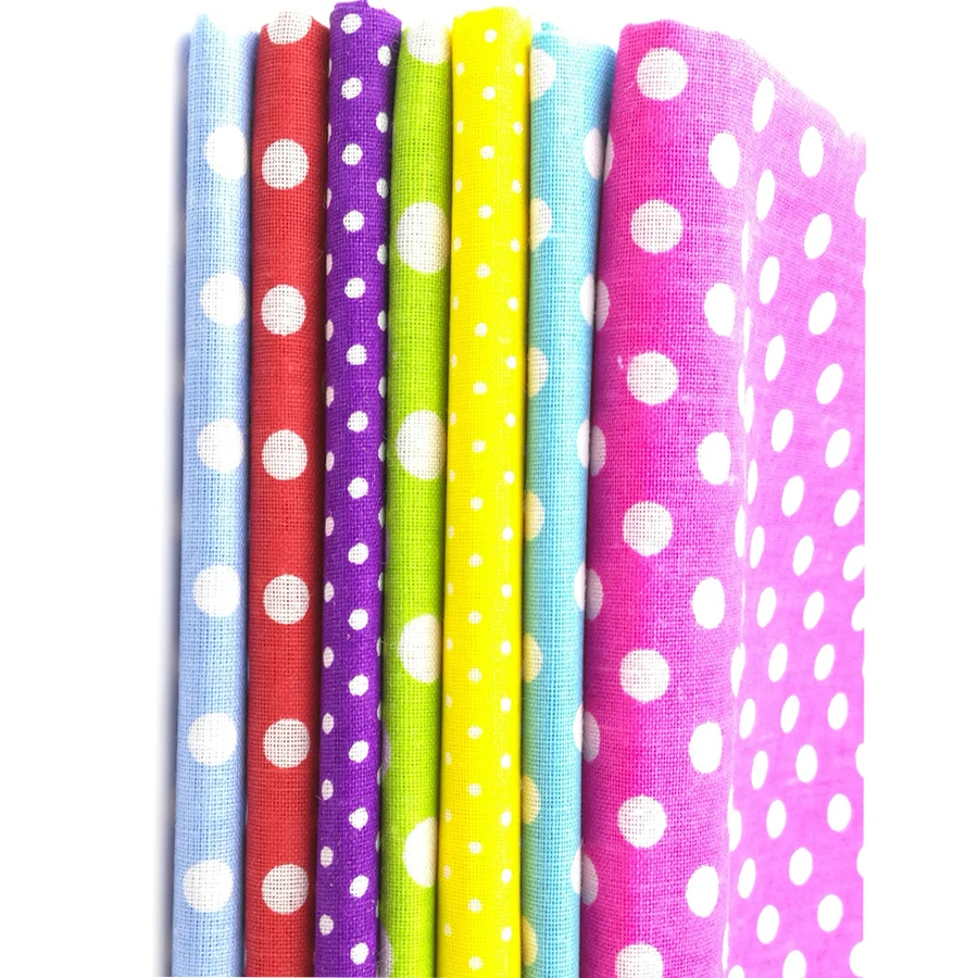

25x25cm Manual Cloth Fabric 7pcs Royal Wave Point Cotton Fabric For Sewing Quilting Patchwork Textile Doll Body Cloth BL033