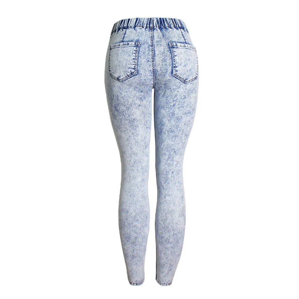 Свободный Страус размера плюс эластичный пояс снежинка мыть деним облегающие джинсы повседневные женские прикладочные подтягивающие обтягивающие джинсы большой размер D35
